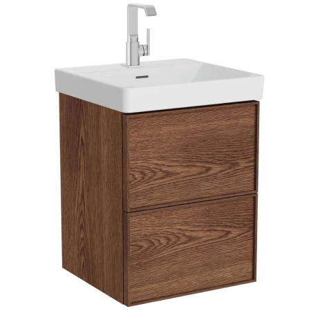 Mobilier de baie - Edge Unitate de baza lavoar baie 50cm cu 2 drawers, cu standard lavoar / chiuveta baie walnut | 67149