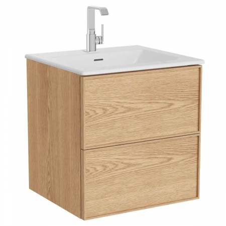 Mobilier de baie - Edge Unitate de baza lavoar baie 60cm cu 2 drawers, cu Lavoar / chiuveta baie tip vanity, light oak | 67135