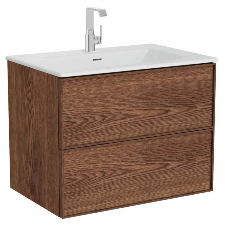 Mobilier de baie - Edge Unitate de baza lavoar baie 80cm, cu 2 drawers, cu Lavoar / chiuveta baie tip vanity, walnut | 67155