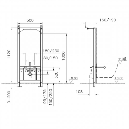 Cadru incastrat fixare / montaj bideu suspendat | 880-5800 [1]