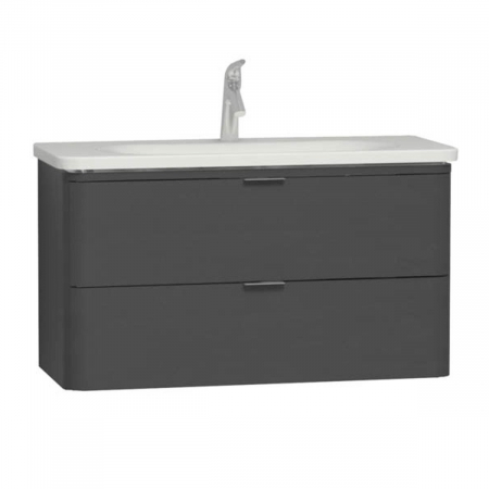 Mobilier de baie - Unitate de baza lavoar baie 100cm, cu 2 drawers, anthracite inalt gloss | 56149