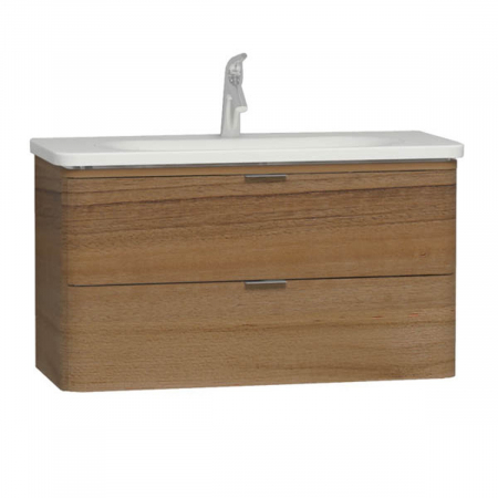 Mobilier de baie - Unitate de baza lavoar baie 100cm, cu 2 drawers, waved natural wood | 56150