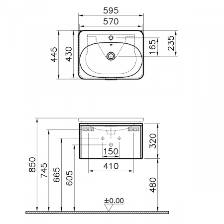 Unitate de baza lavoar baie 60cm cu 1 drawer, anthracite inalt gloss | 56134 [1]