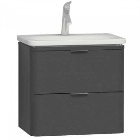 Mobilier de baie - Unitate de baza lavoar baie 60cm cu 2 drawers, anthracite inalt gloss | 56143