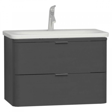 Mobilier de baie - Unitate de baza lavoar baie 80cm, cu 2 drawers, anthracite inalt gloss | 56146