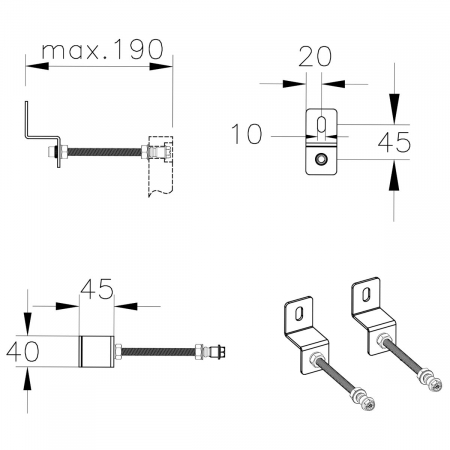 Cot 90 grade pentru rezervor WC ingropat, lung | 300-1204 [1]