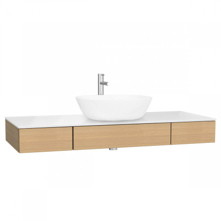 Mobilier de baie - counter cu drawer 120 cm, flat oak, middle hole, cu middle syphon hole | 65688