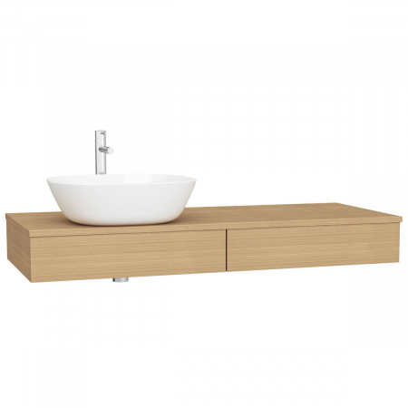 Mobilier de baie - counter cu drawer 120 cm, flat oak, cu stanga syphon hole | 65681