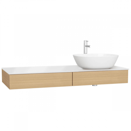 Mobilier de baie - counter cu drawer 120 cm, flat oak, cu dreapta syphon hole | 65684