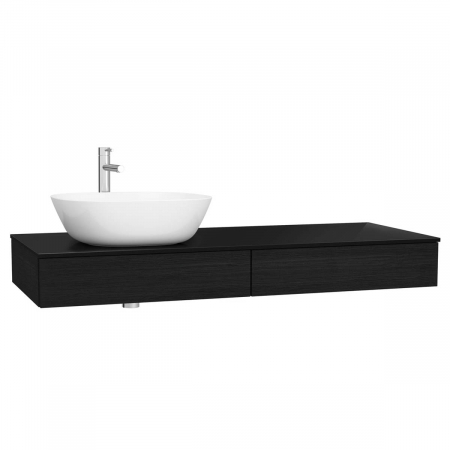 Mobilier de baie - counter cu drawer 120 cm, patterned negru oak, cu stanga syphon hole | 65679