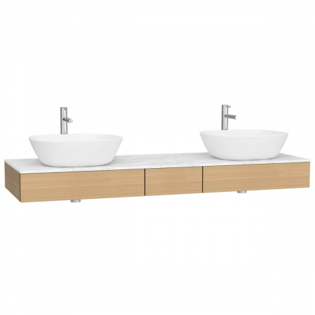 Mobilier de baie - counter cu drawer, 150cm, flat oak, double hole, cu double syphon hole | 65697