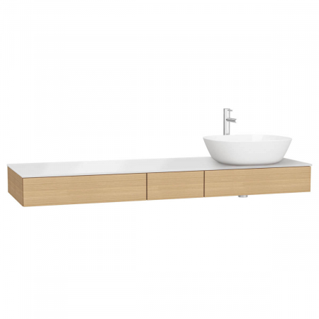 Mobilier de baie - counter cu drawer, 150cm, flat oak, cu dreapta syphon hole | 65694