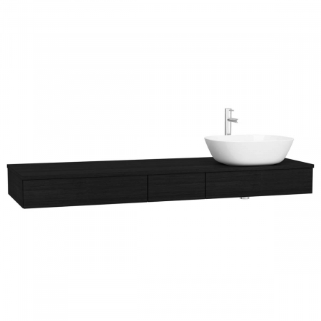 Mobilier de baie - counter cu drawer, 150cm, patterned negru oak, cu dreapta syphon hole | 65692