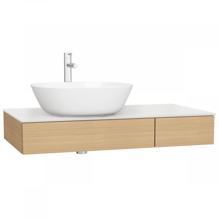 Mobilier de baie - counter cu drawer, 90cm, flat oak, cu stanga syphon hole | 65675