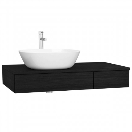 Mobilier de baie - counter cu drawer, 90cm, patterned negru oak, cu stanga syphon hole | 65673