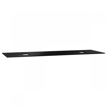 Mobilier de baie - glass counter, cu orificiu robinet, cu double syphon hole, 150cm, negru | 65755