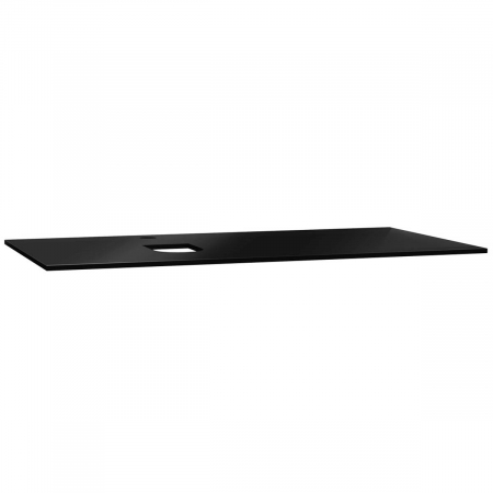 Accesorii mobilier baie - glass counter, cu orificiu robinet, cu stanga syphon hole, 90cm, negru | 65714