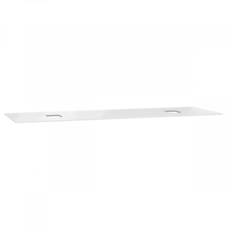 Mobilier de baie - glass counter, fara orificiu robinet, cu double syphon hole, 150cm, alb | 65751