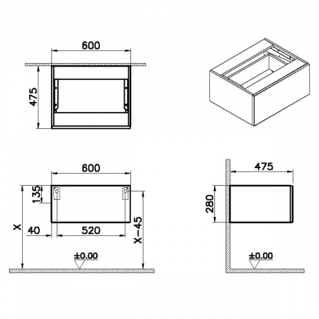 scurt side unit cu drawer 60cm elm | 65699 [1]