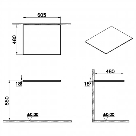 wood counter, fara hole 60cm flat oak | 65944 [1]