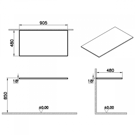 wood counter, fara hole, 90cm, flat oak | 65947 [1]