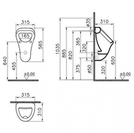 Pisoar cu alimentare apa din spate | 6201B003-0199 [1]