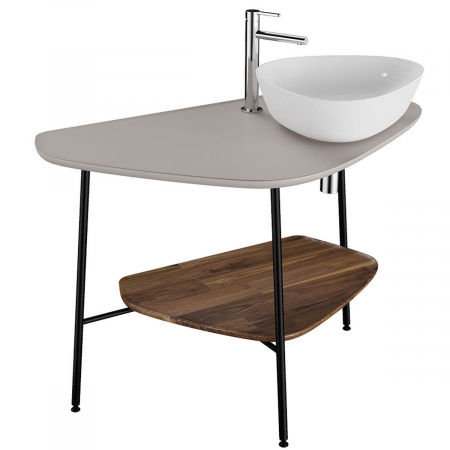 Mobilier de baie - blat ceramica baie 100cm, taupe mat, dreapta | 62583