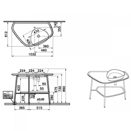 blat ceramica baie 100cm, alb, dreapta | 62580 [1]