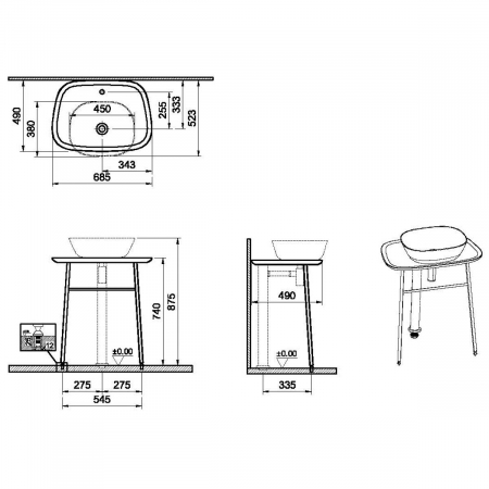 freestanding Unitate de baza lavoar baie, 70cm, inalt, taupe mat | 64057 [1]