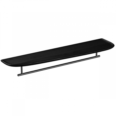 Mobilier de baie - Polita baie stejar negru stanga 75cm su suport metalic pentru prosop | 65855