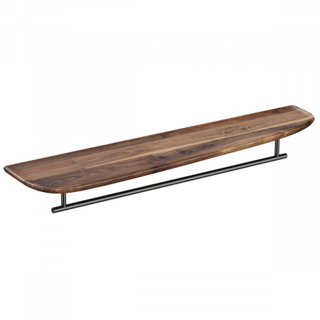 Mobilier de baie - Polita baie stejar inchis dreapta 75cm su suport metalic pentru prosop | 64063