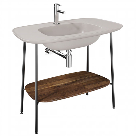 Unitati lavoar - Unitate de baza lavoar baie 100cm, cu taupe mat lavoar / chiuveta baie dark oak | 64047