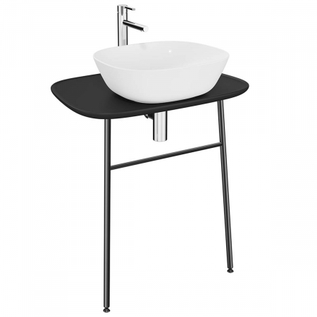 Mobilier de baie - Unitate de baza lavoar baie, 70cm, suspendat, inalt, negru mat | 62567