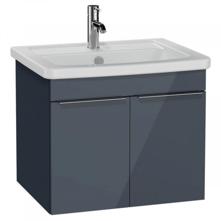 Mobilier de baie - Quadrum Unitate de baza lavoar baie, 65cm, cu usi, anthracite inalt gloss | 66164