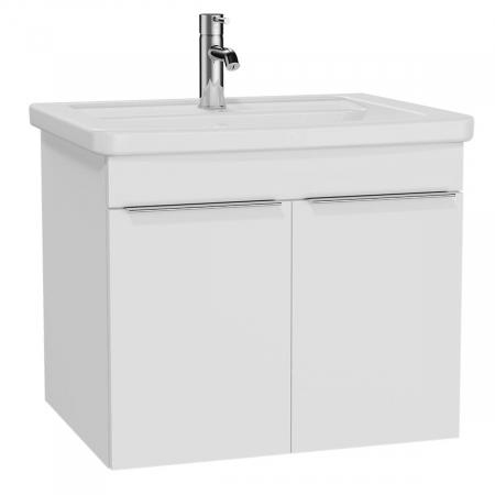 Mobilier de baie - Quadrum Unitate de baza lavoar baie, 65cm, cu usi, alb inalt gloss | 62539
