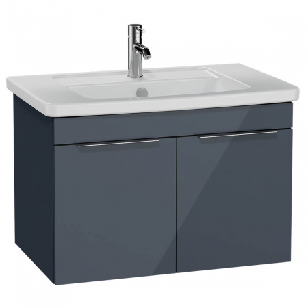 Mobilier de baie - Quadrum Unitate de baza lavoar baie 80cm, cu usi, anthracite inalt gloss | 66165