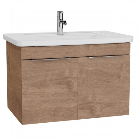 Mobilier de baie - Quadrum Unitate de baza lavoar baie 80cm, cu usi, auriuen oak | 62543
