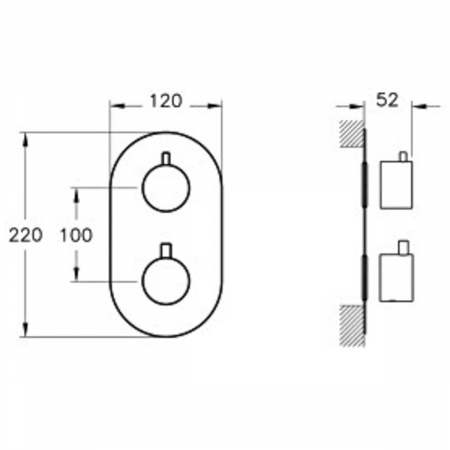 Baterii sanitare - Baterie incastrata dus, 1 - way deviator partea aparenta | A47115EXP