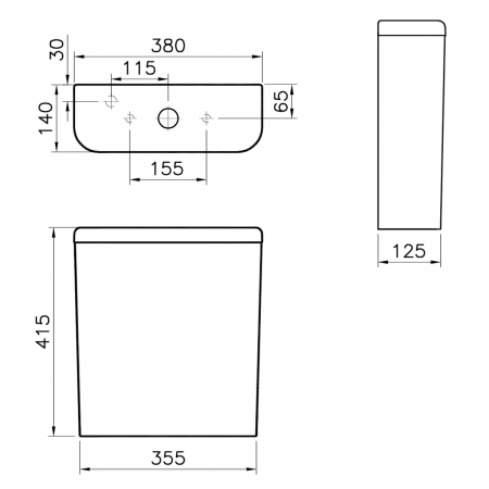 Rezervor WC cu alimentare inferioara alb, 3/6 mechanismul de evacuare inclus | 5783B003-5563 [1]