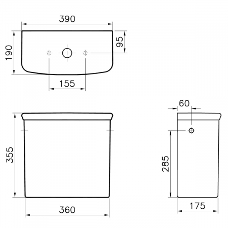Rezervor WC cu alimentare pe lateral | 4161B003-1620 [1]