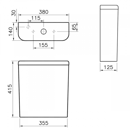Rezervor WC cu alimentare pe spate sau lateral 2.5/4 lt mecanism de spalare cu dubla evacuare inclus | 5783B003-5519 [1]
