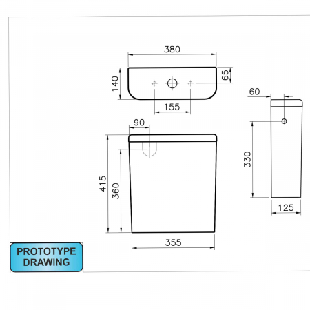 Rezervor WC cu alimentare pe spate sau lateral alb | 5783L003-1253 [1]