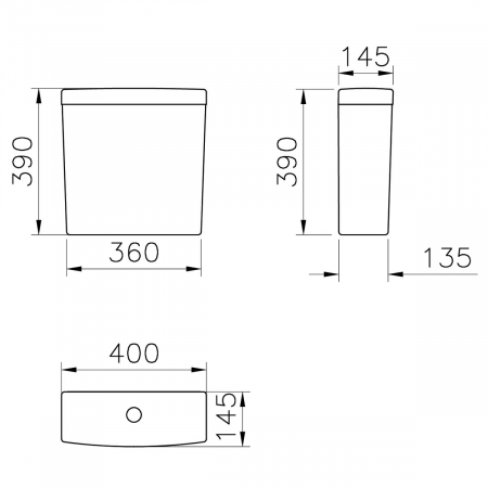 Rezervor WC cu alimentare pe spate sau lateral cu mecanism dublu rezervor inclus | 5514B003-5451 [1]