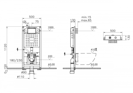 Rezervor WC incastrat montaj rapid 3/6 lt cu sistem de instalare pre-perete,, 12cm, montaj pe profile metalice | 762-5801-01 [1]