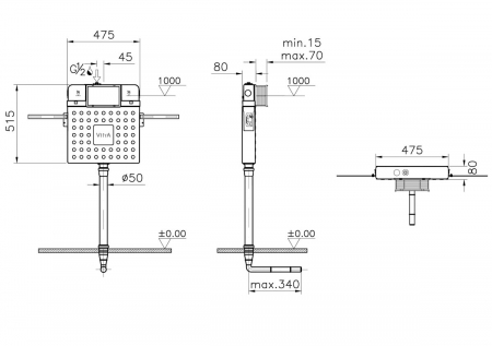 Rezervor WC incastrat montaj standard 3/6 lt pentru vas WC Turcesc squatting 8cm | 768-1700-01 [1]