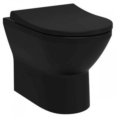 Vase WC si componente - Vas WC rimless stativ lipit de perete 54cm, negru mat | 7059B083-0075