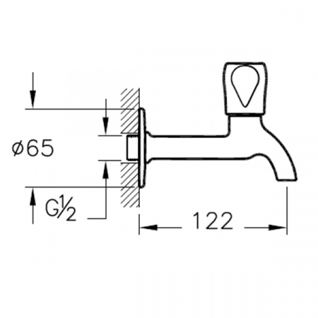 Robinet baie cromat cu pipa 122mm si cartus ceramic 180°, montaj pe perete | A41584EXP [1]