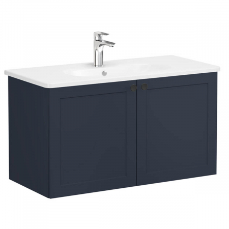 Unitate de baza lavoar baie, cu usi 100cm, mat dark albastru, cu rounded lavoar / chiuveta baie | 68741 [0]