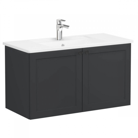 Unitate de baza lavoar baie, cu usi 100cm, mat graphite, cu angular lavoar / chiuveta baie | 68733 [0]