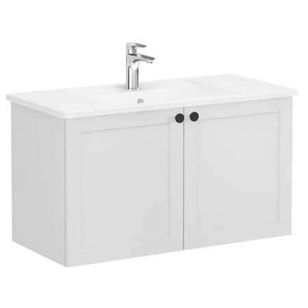 Unitate de baza lavoar baie, cu usi 100cm, mat gri deschis, cu angular lavoar / chiuveta baie | 68730 [0]